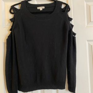 Cut out shoulder black sweater